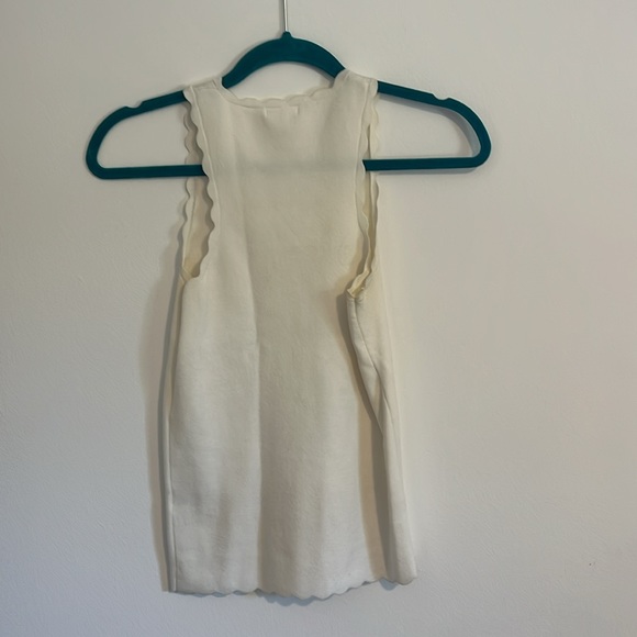 Minnie Rose White Scalloped Racerback Tank Size M - Picture 3 of 4